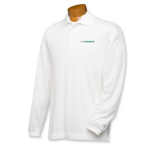 Miami Hurricanes B&T CB DryTec LS Championship Polo - White